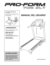 ProForm 705 Zlt Treadmill Spanish Manual