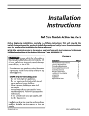 Frigidaire GLTF2940FS Installation Instructions