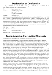 Epson V11H313020 Warranty Statement