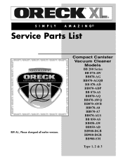 Oreck Compact Parts List