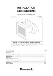 Panasonic FV-08WQ1 Installation Instructions
