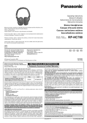 Panasonic RPHC700 RPHC700 User Guide