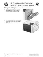 HP Color LaserJet Enterprise CP4520 HP Color LaserJet Enterprise CP4020/CP4520 Series Printer - Clear jams in Tray 1