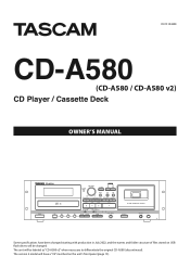 TASCAM CD-A580 Owners Manual