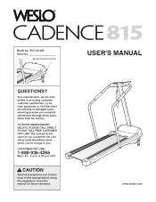 Weslo Cadence 815 Treadmill Canadian English Manual
