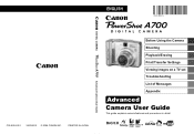 Canon A700 PowerShot A700 Manuals Camera User Guide Advanced