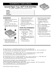 Oki C6100n Installation Instructions: Second Paper Tray, Oki 43347601     Directive d'installation: Deuxi笥 bac &#-6160;apier     Ins
