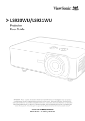 ViewSonic LS920WU - 6000 Lumens WUXGA Laser Projector w/ 1.6x Optical Zoom and Dual HDMI User Guide