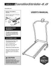 Weslo Cardiostride 4.0 Treadmill English Manual