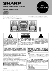 Sharp CD-BA2100 CD-BA2100 Operation Manual