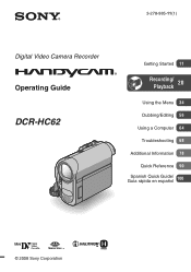 Sony DCR-HC62 Operating Guide