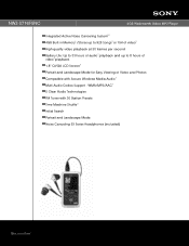 Sony NWZ-S716FSNC Marketing Specifications (Silver)