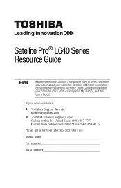 Toshiba Satellite Pro L640-EZ1410 User Guide