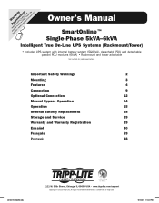 Tripp Lite SU6000RT4UHV Owner's Manual for SmartOnline Single-Phase 5kVA-6kVA UPS 933070