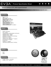 EVGA GeForce GT 240 SuperClocked PDF Spec Sheet