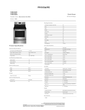 Frigidaire FCRE3052AS Product Specifications Sheet