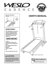 Weslo Cadence 70 Treadmill Uk Manual