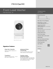 Frigidaire FRFW3700LW Product Specifications Sheet (English)