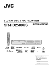 JVC SR-HD2500US Operation manual for the SR-HD2500US Blu-ray recorder  (112 pages)