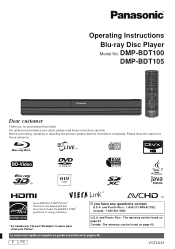 Panasonic DMP-BDT107 DMPBDT100 User Guide