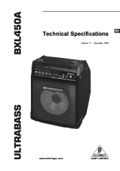 Behringer ULTRABASS BXL450A Specifications Sheet