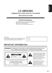 Sharp LC-26DV20U Operation Manual