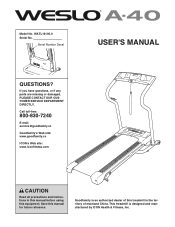 Weslo Cadence A 40 Treadmill English Manual
