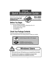 D-Link DU 520 Quick Installation Guide