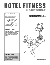 HealthRider Hotel Fitness Rb9800-e Bike English Manual