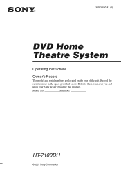 Sony HT-7100DH Operating Instructions