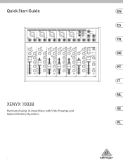 Behringer XENYX 1003B Quick Start Guide