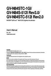 Gigabyte GV-N84STC-512I Manual