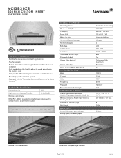 Thermador VCI3B30ZS Product Spec Sheet