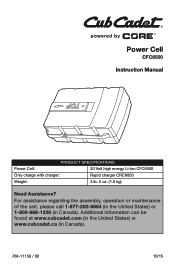 Cub Cadet CCT400 20V Battery Manual