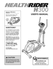 HealthRider H300 Elliptacal English Manual