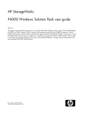 HP StoreVirtual 4335 9.0 HP StorageWorks P4000 Windows Solution Pack User Manual