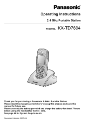 Panasonic KX-TD7694 2.4 Ghz Portable Station