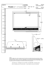 Sony KDF-37H1000 Dimensions Diagrams
