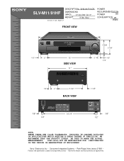 Sony SLV-M11HF Dimensions Diagram