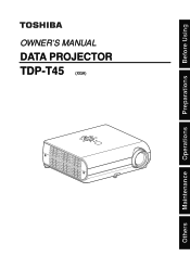 Toshiba TDP-T45 Mobile Projector TDP-T45U Owner's Manual (PDF)