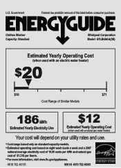 Whirlpool WFW9400SZ Energy Guide