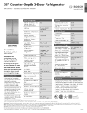 Bosch B36CT80SNS Product Spec Sheet