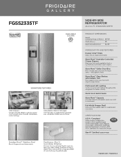 Frigidaire FGSS2335TF Product Specifications Sheet