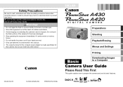 Canon 0933B001 PowerShot A430 / A420 Manuals Camera User Guide Basic