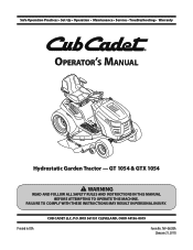 Cub Cadet GT 1054 Operation Manual