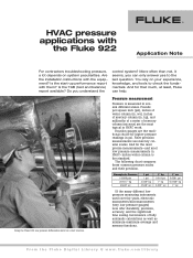 Fluke 922 Fluke Low Pressure Differential Meters - HVAC Pressure Applications with the Fluke 922 Application Note