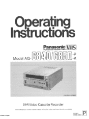 Panasonic AG6850 AG6840 User Guide
