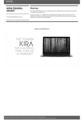 Toshiba Kirabook touch PSU8SA Detailed Specs for KIRA Kirabook touch PSU8SA-00U00T AU/NZ; English