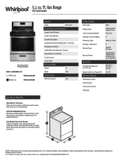 Whirlpool WFG505M0B Specification Sheet