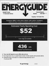 GE FUF14DHRWW Energy Guide